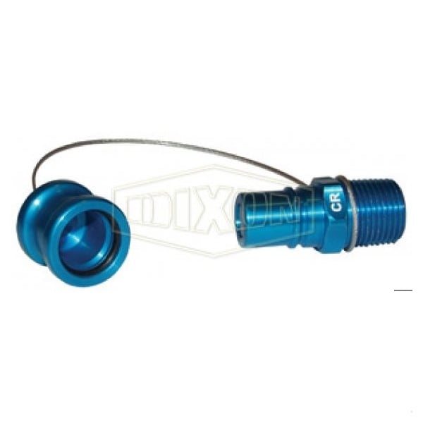 FloMAX Coolant Fluid Receiver with Cap, Adapter, 1/2 in, Quick Connect Coupler x MNPT, Aluminum, Dom
